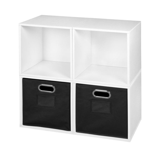 Niche Cubo Storage Set with 4 Cubes & 2 Canvas Bins, White Wood Grain & Black PC4PKWH2TOTEBK